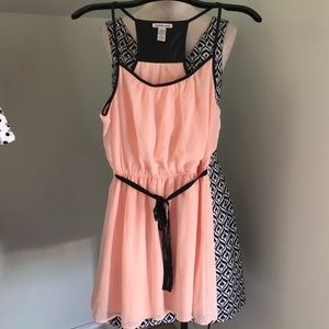 NWOT Blush Pink Black Dress With Tie